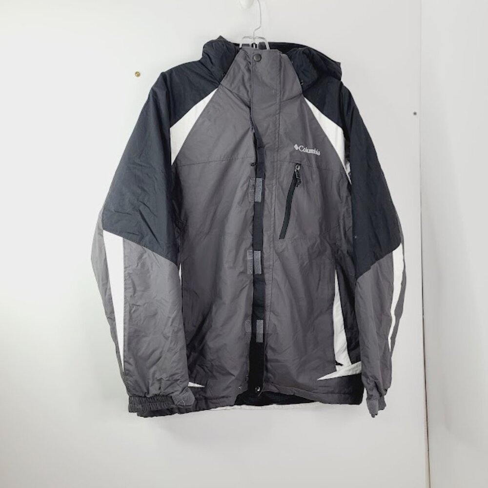 Columbia Men's Black Gray Hooded Winter Snow Windbreaker Jacket Size‎ M - Picture 2 of 7